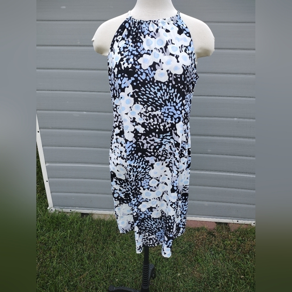 J. MCLAUGHLIN Maria Blue Floral Sleeveless Halter Dress Size Large